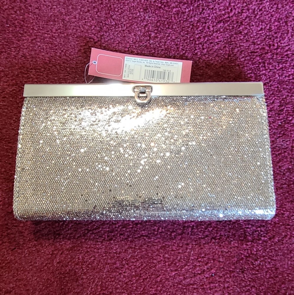 Merona Bar Clutch in Gold Sequins-‎ NWT